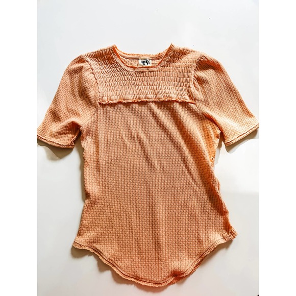 We The Free Peach Knit Short‎ Sleeve Shirt - Picture 1 of 5